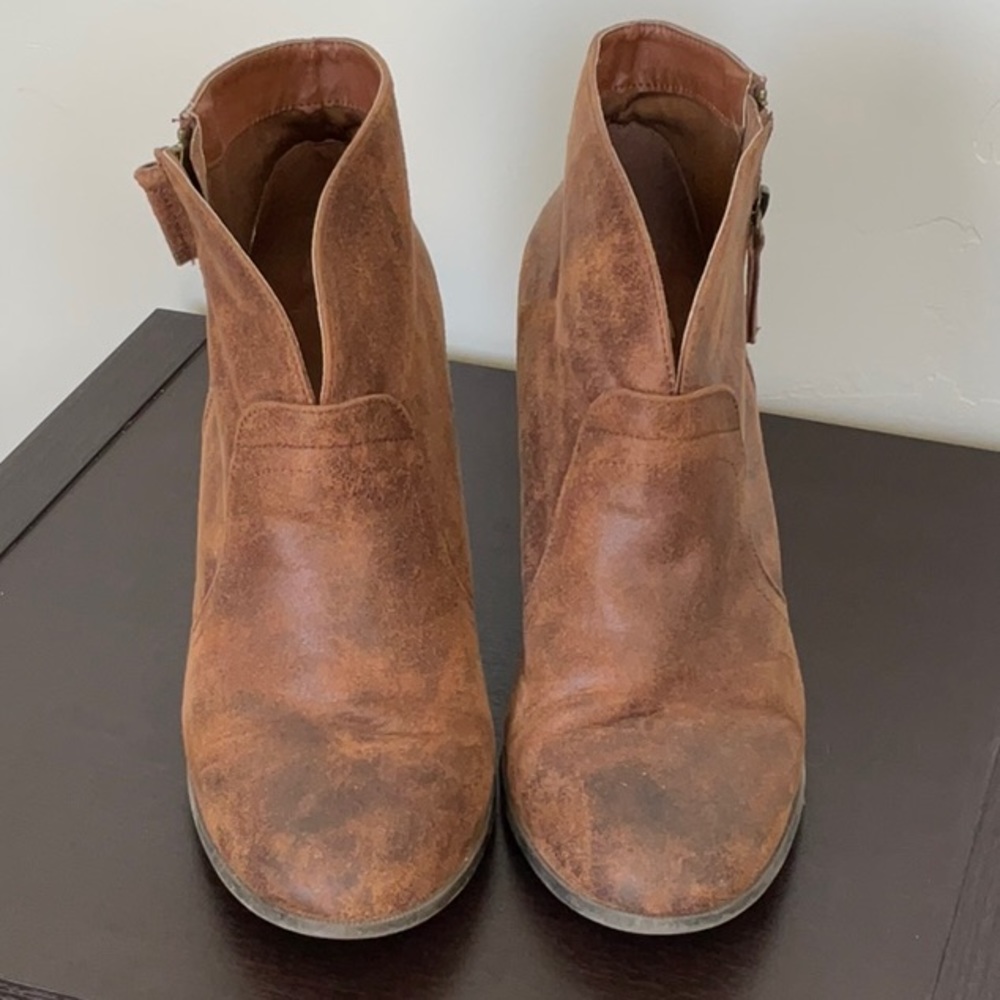 Brown Washed Ankle Booties - Size 10